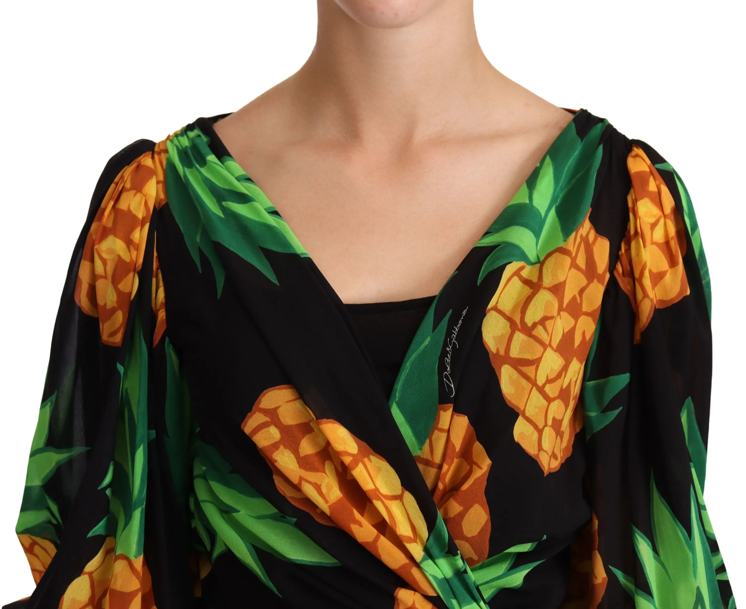 Dolce & Gabbana Women's Vibrant Pineapple Draped Wrap Dress