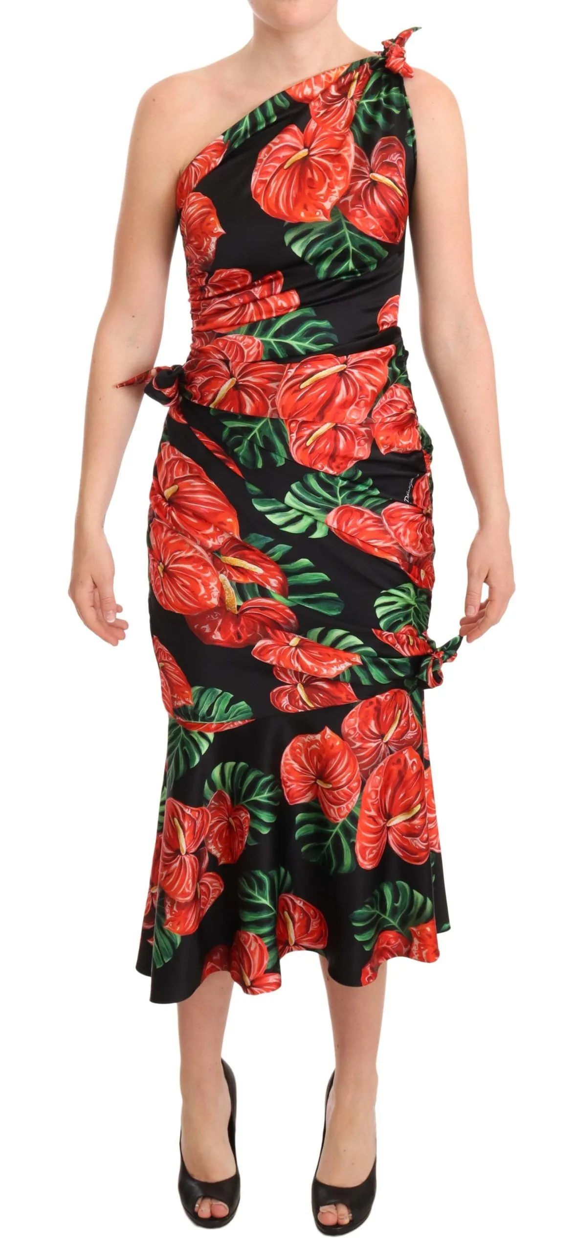 Dolce & Gabbana Women's Elegant Floral Silk Draped Dress
