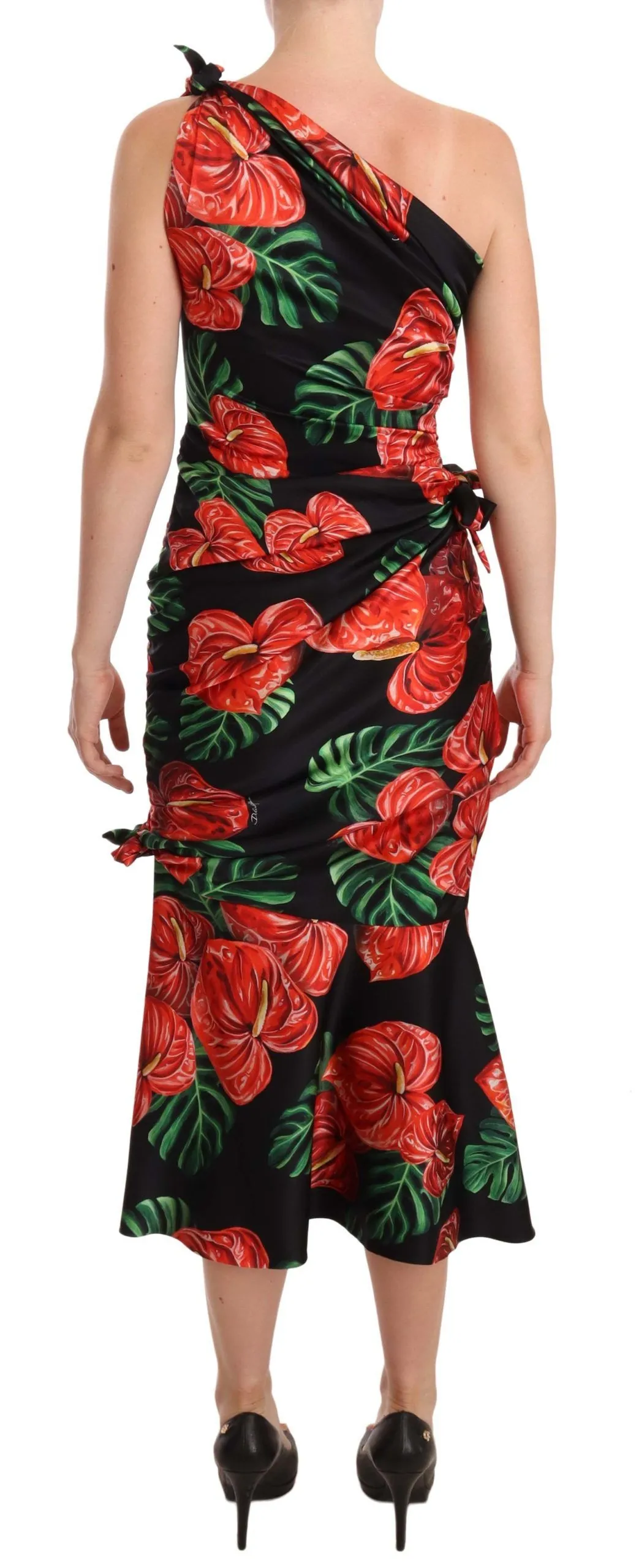 Dolce & Gabbana Women's Elegant Floral Silk Draped Dress