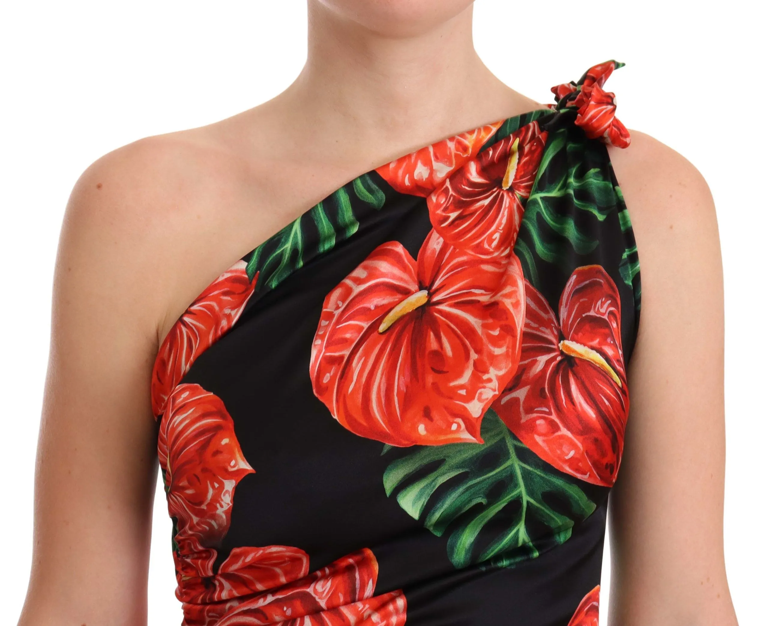 Dolce & Gabbana Women's Elegant Floral Silk Draped Dress