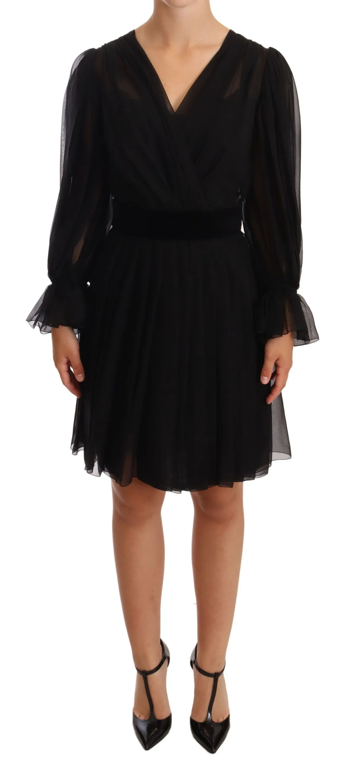 Dolce & Gabbana Women's Elegant V-Neck Silk Blend Mini Dress