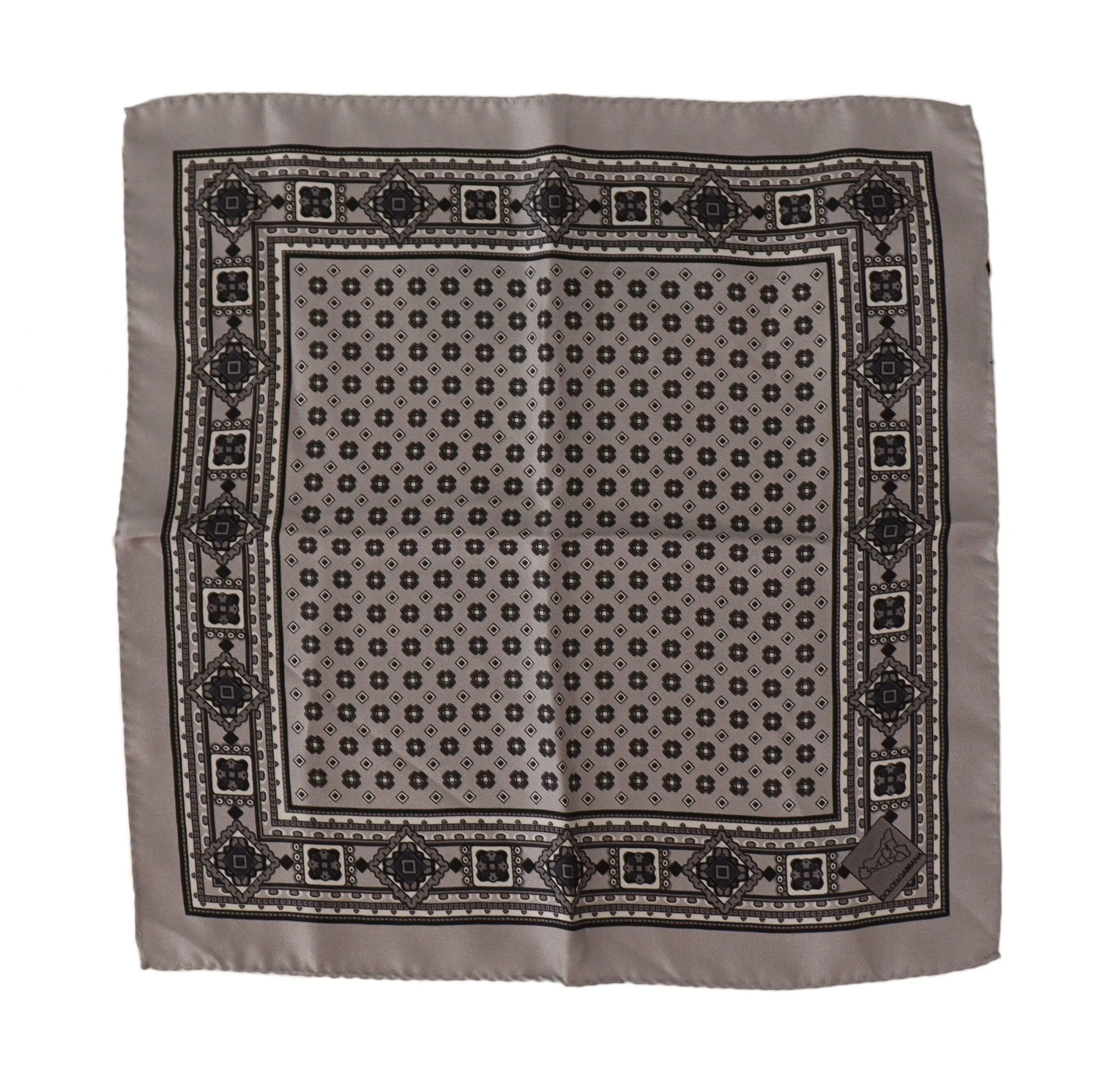 Dolce & Gabbana Men's Elegant Grey Silk Pocket Square Scarf