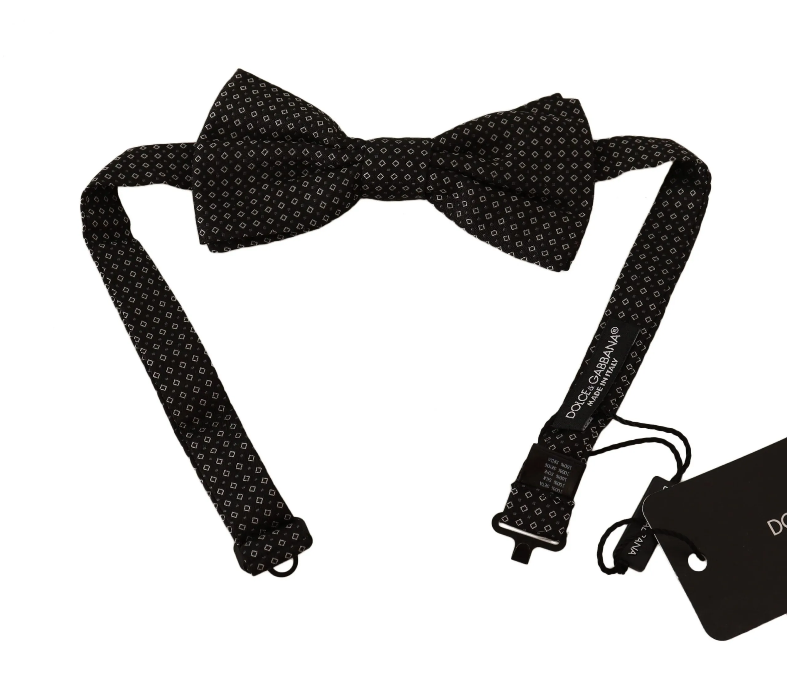 Dolce & Gabbana Men's Elegant Black Patterned Silk Bow Tie