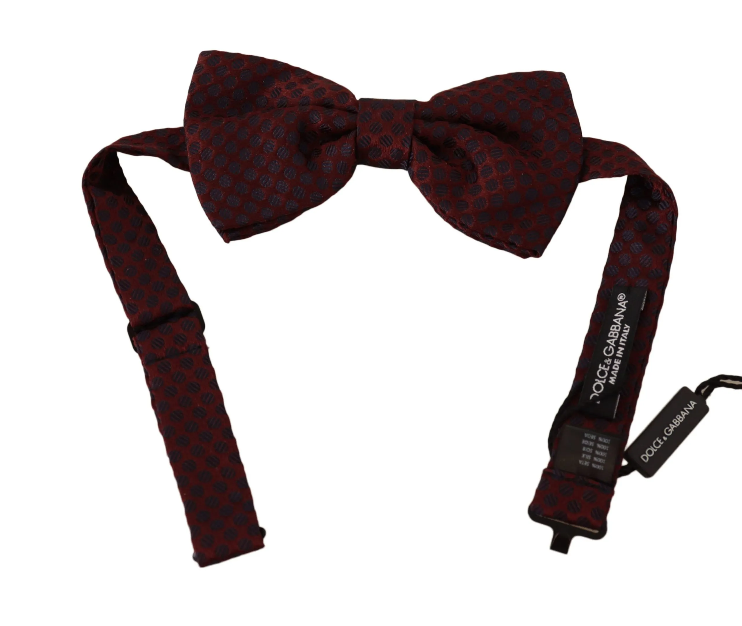 Dolce & Gabbana Men's Maroon Silk Bow Tie with Dotted Pattern