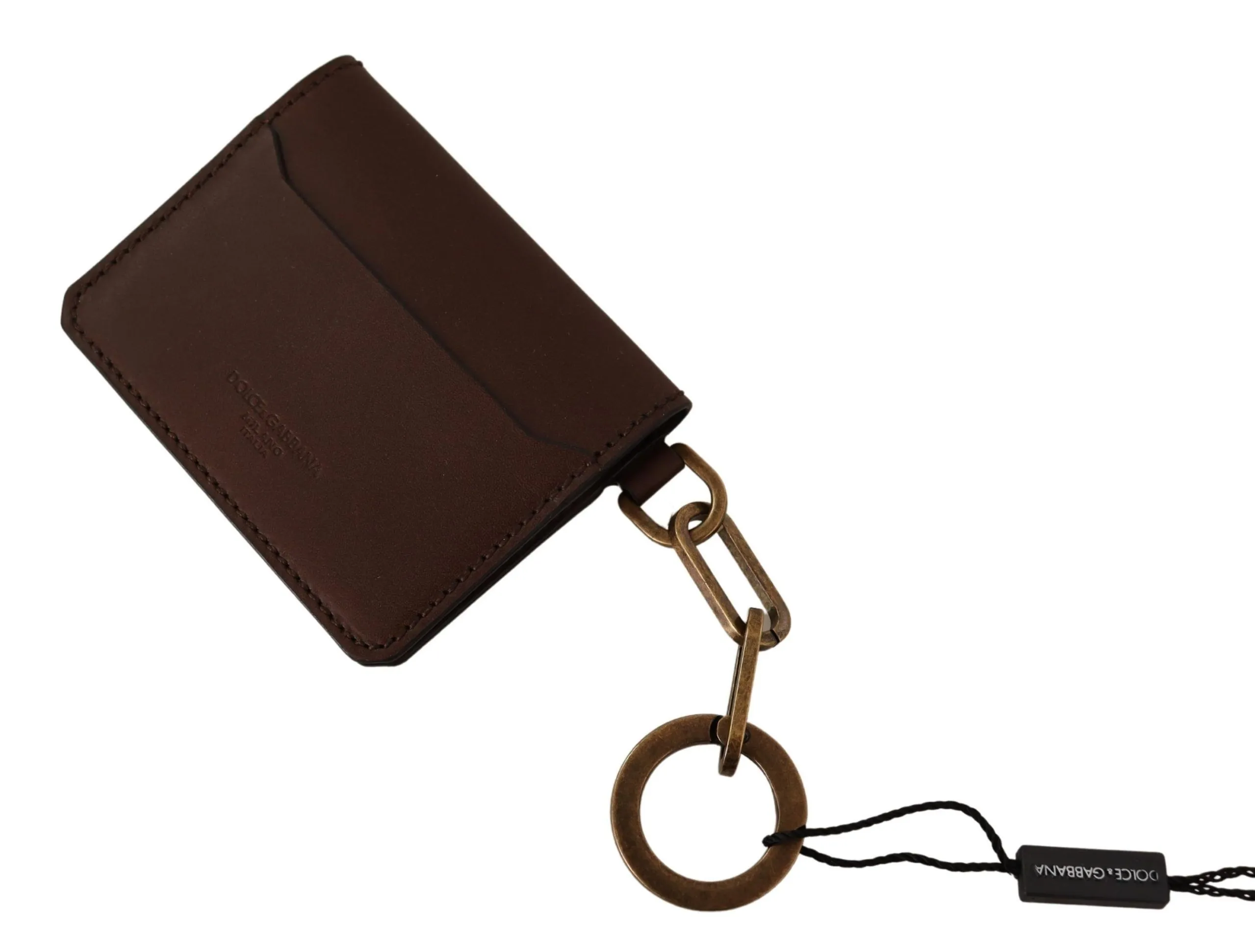 Dolce & Gabbana Men's Elegant Medium Brown Leather Cardholder