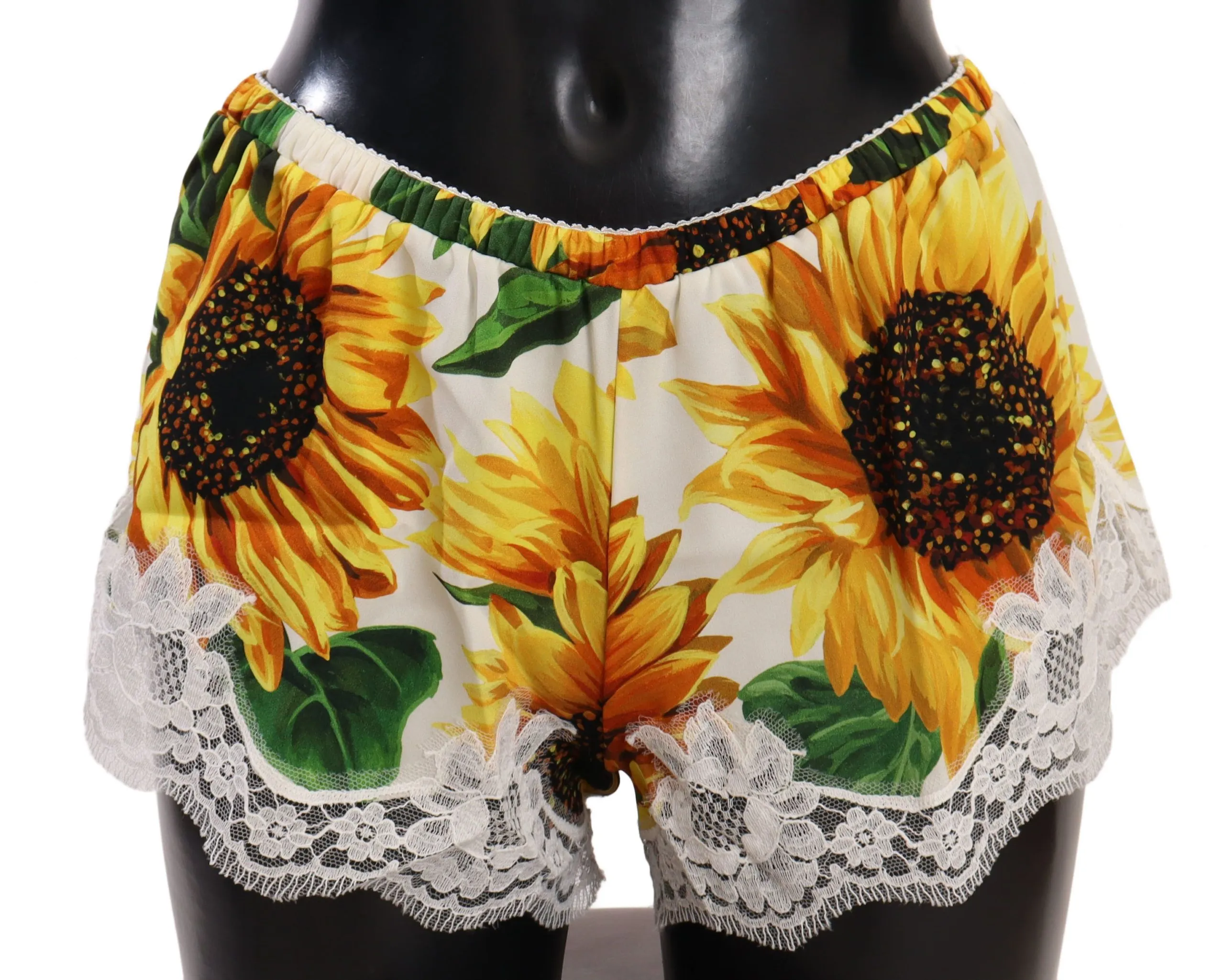 Dolce & Gabbana Women's Sunflower Lace Lingerie Shorts - Silk Blend