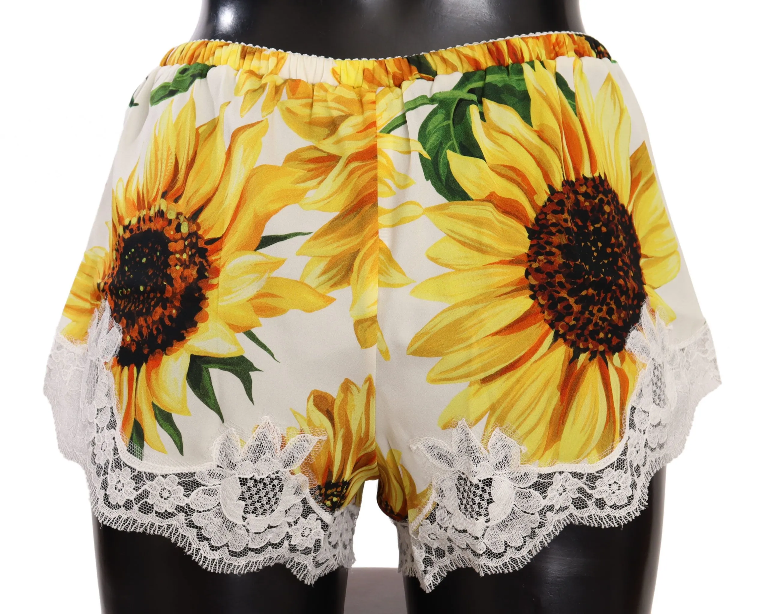 Dolce & Gabbana Women's Sunflower Lace Lingerie Shorts - Silk Blend