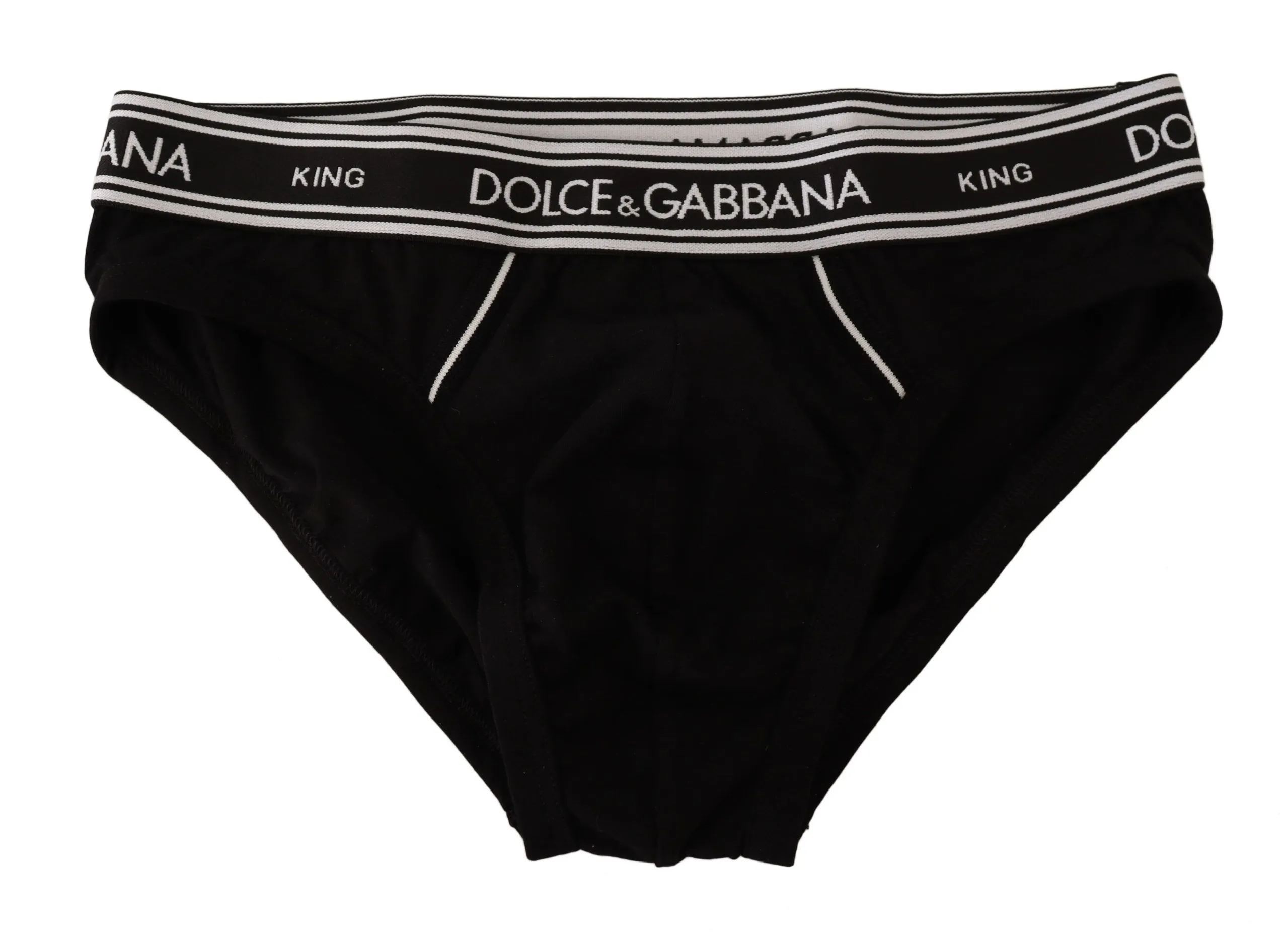 Dolce & Gabbana Men's Sleek Black Striped Waistband Designer Briefs