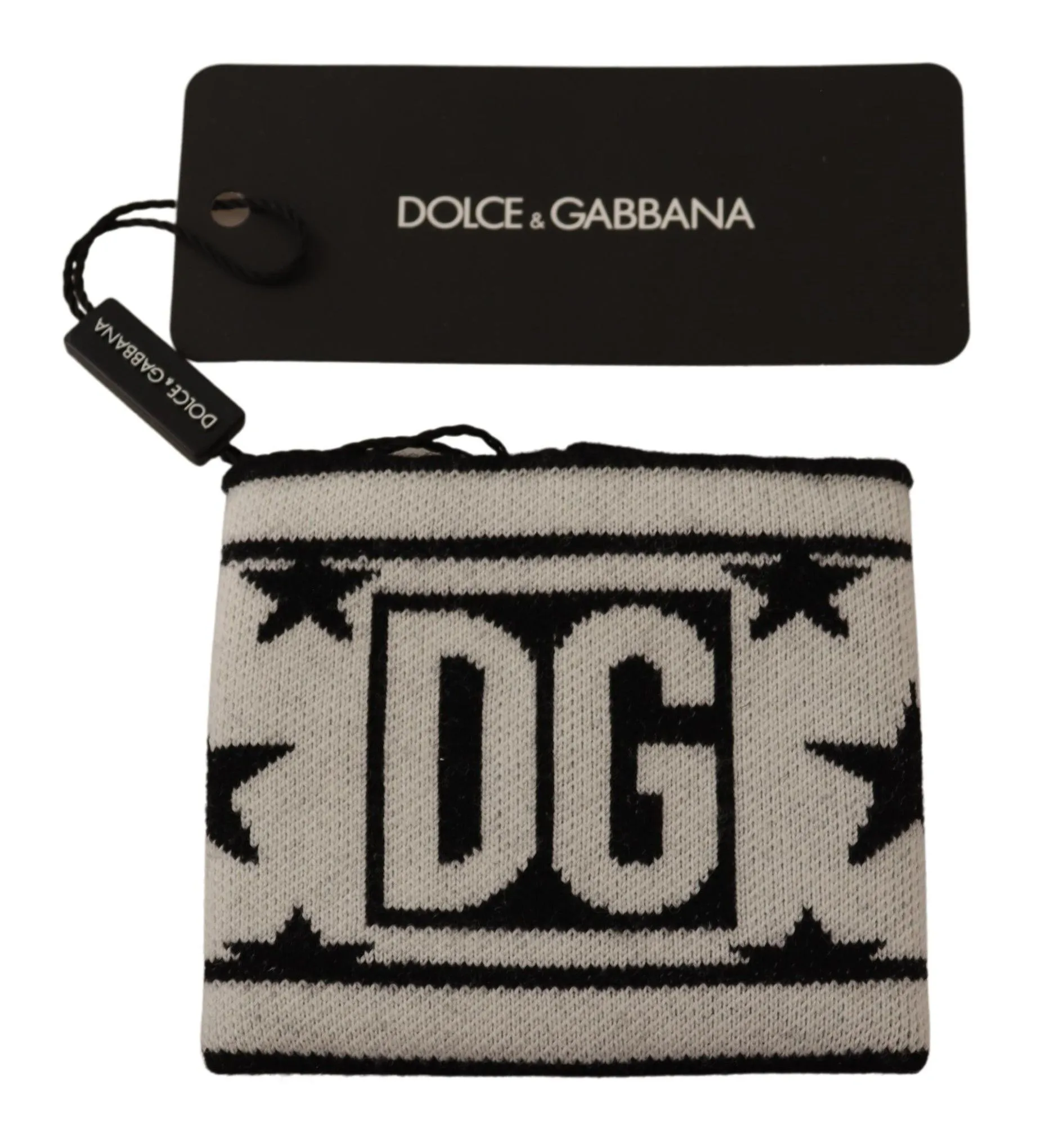 Dolce & Gabbana Men's Elegant Black and White Wool Wristband