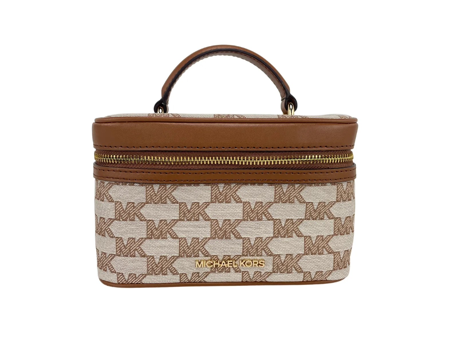 Michael Kors Women's Jet Set Medium Luggage Jacquard Canvas Zip Trunk Crossbody Handbag