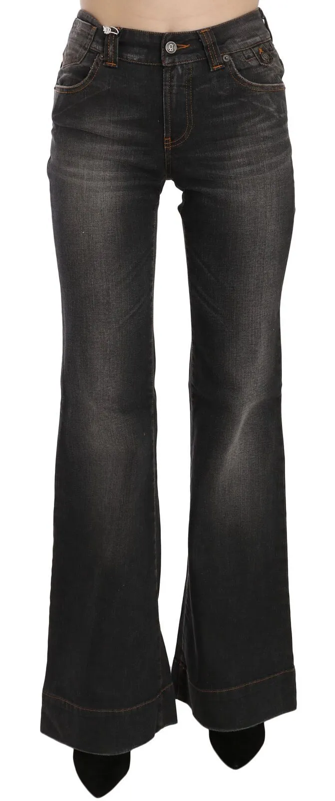 Dolce & Gabbana Women's Svelte Mid Waist Flared Black Denim
