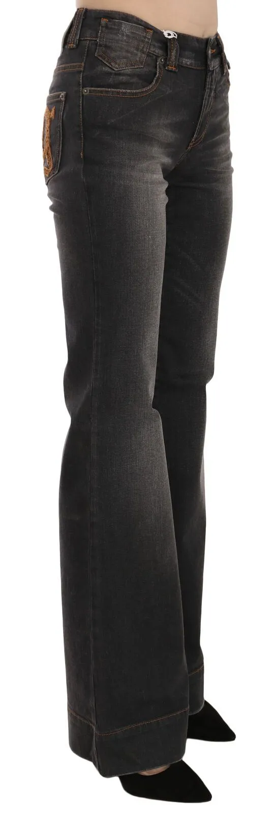 Dolce & Gabbana Women's Svelte Mid Waist Flared Black Denim