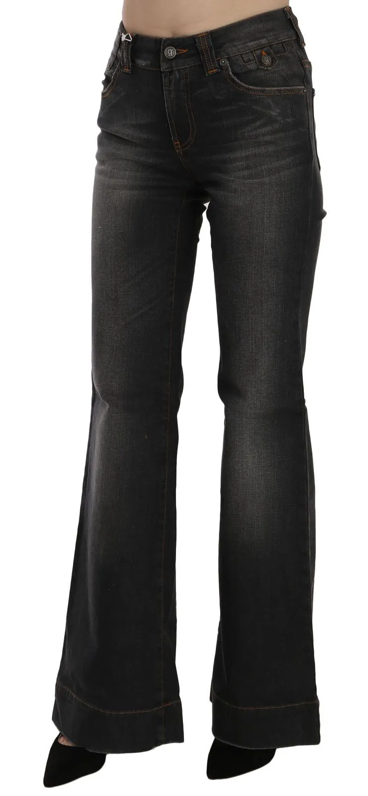 Dolce & Gabbana Women's Svelte Mid Waist Flared Black Denim
