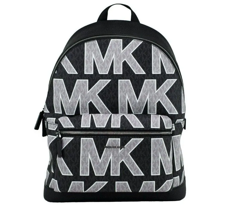 Michael Kors Women's Cooper Black Signature PVC Graphic Logo Backpack Bookbag Bag