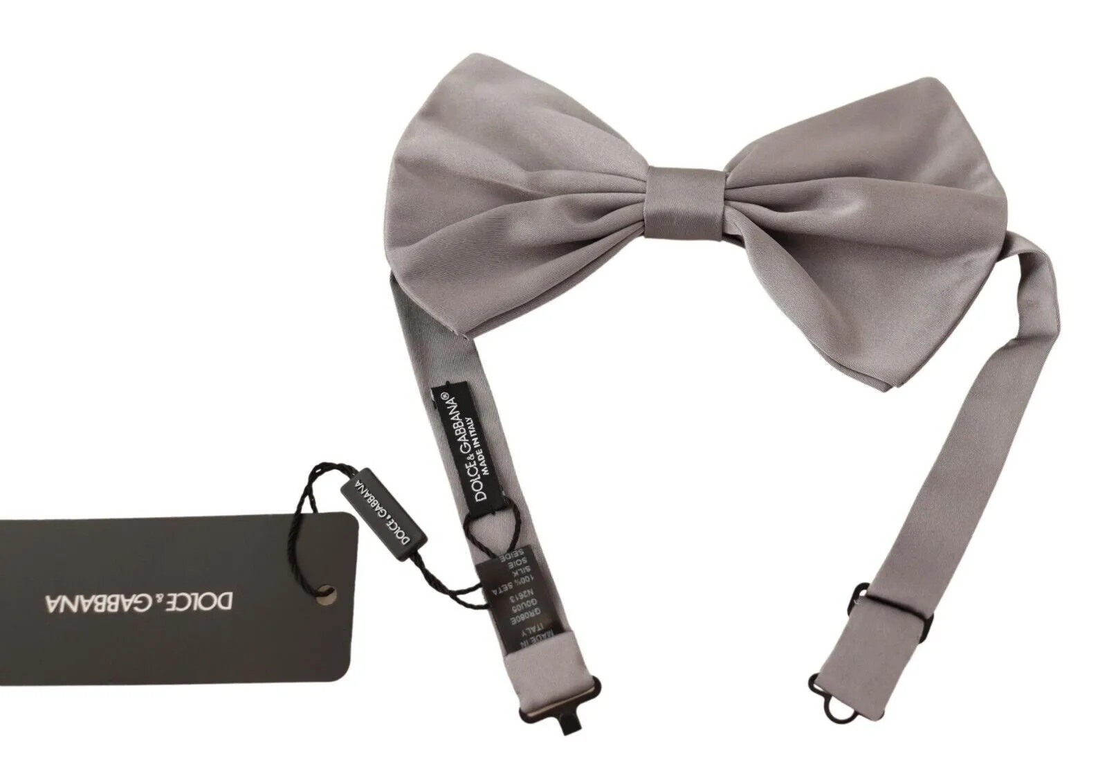 Dolce & Gabbana Men's Elegant Silver Grey Silk Bow Tie