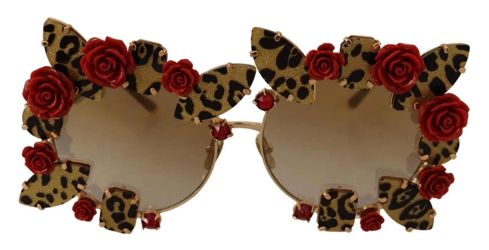 Dolce & Gabbana Women's Elegant Round Metal Sunglasses with Rose Detail