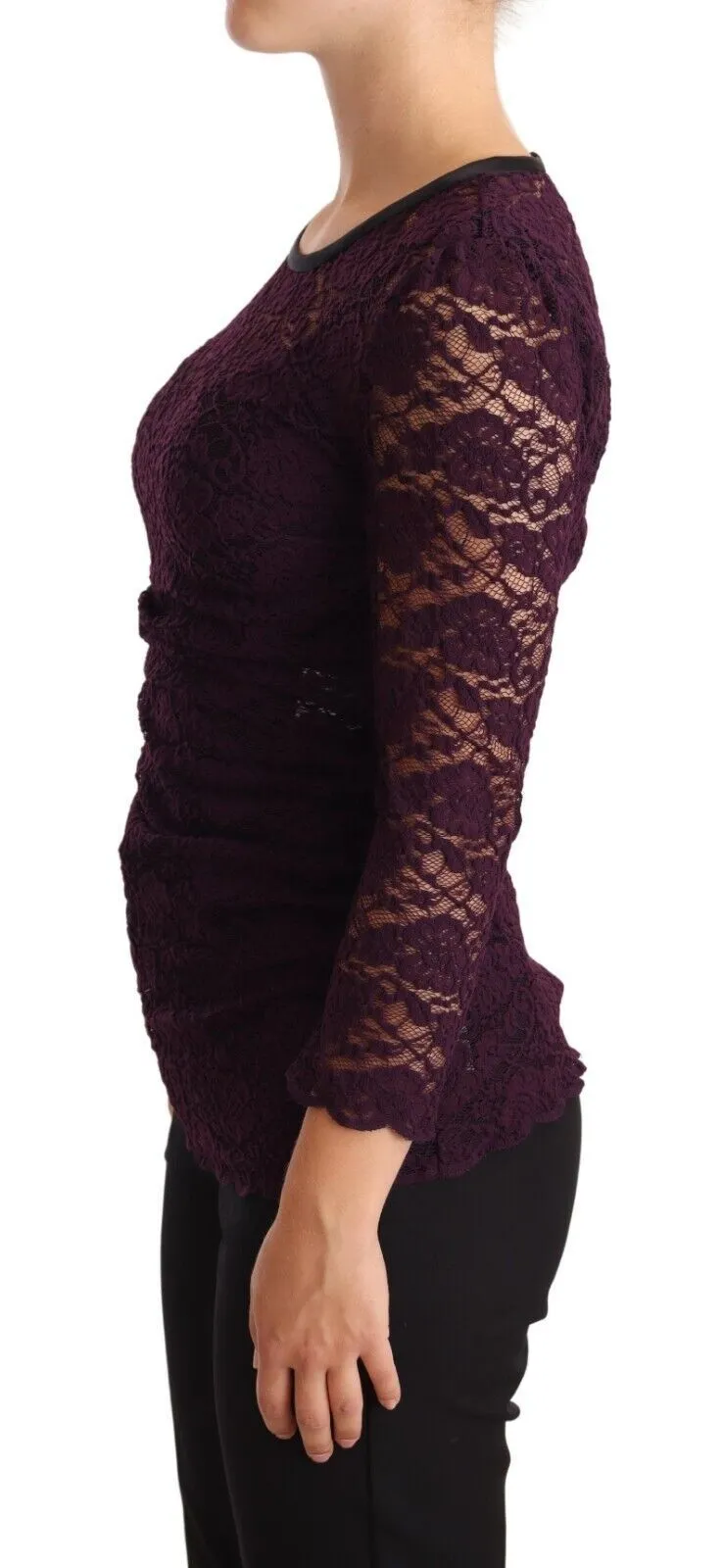 Dolce & Gabbana Women's Elegant Sheer Lace Long Sleeve Blouse