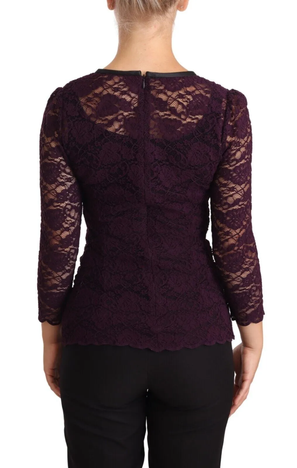 Dolce & Gabbana Women's Elegant Sheer Lace Long Sleeve Blouse