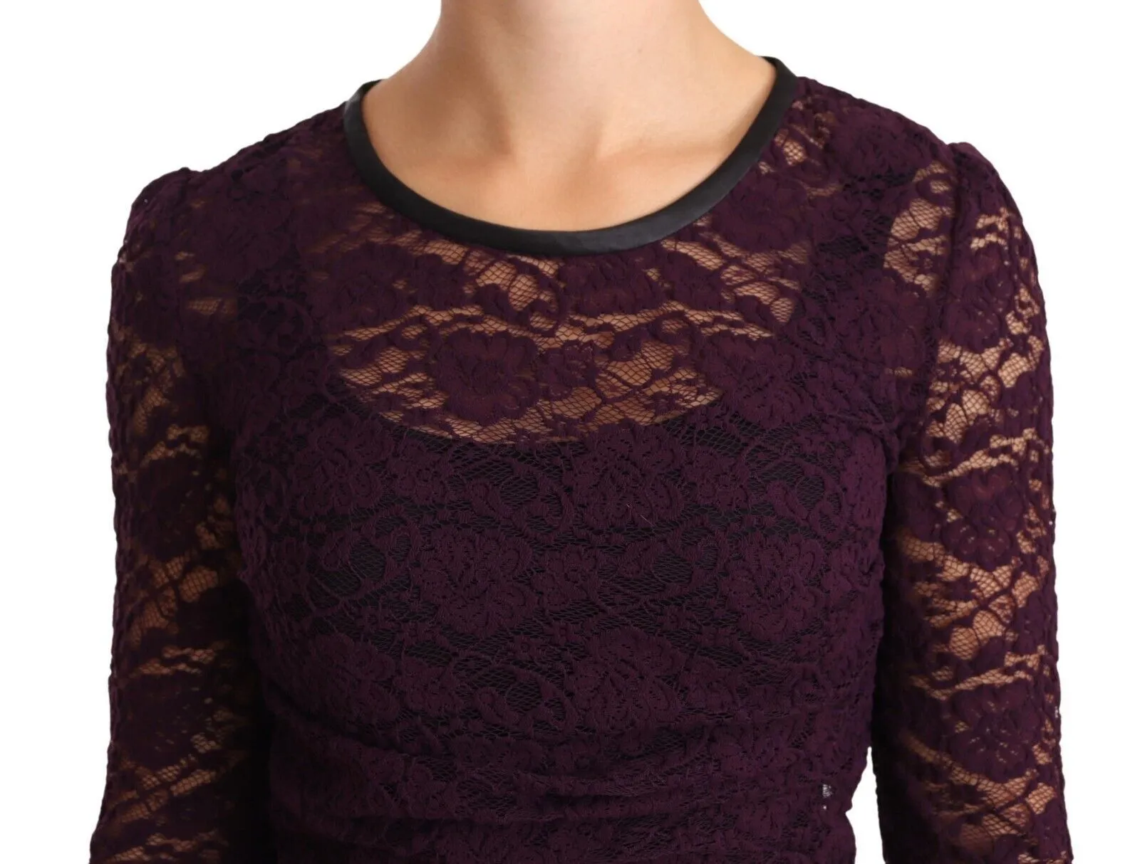 Dolce & Gabbana Women's Elegant Sheer Lace Long Sleeve Blouse