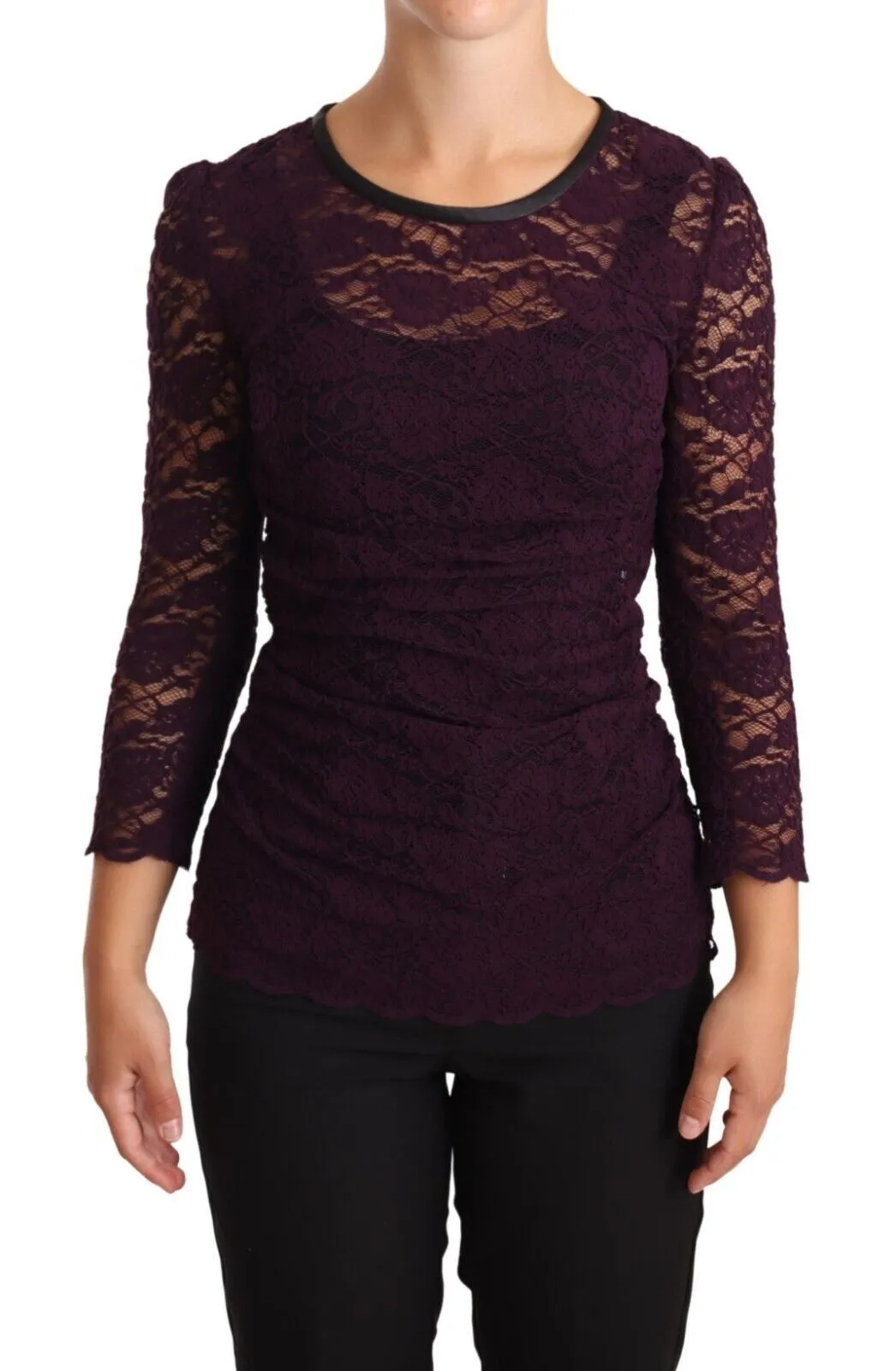 Dolce & Gabbana Women's Elegant Sheer Lace Long Sleeve Blouse