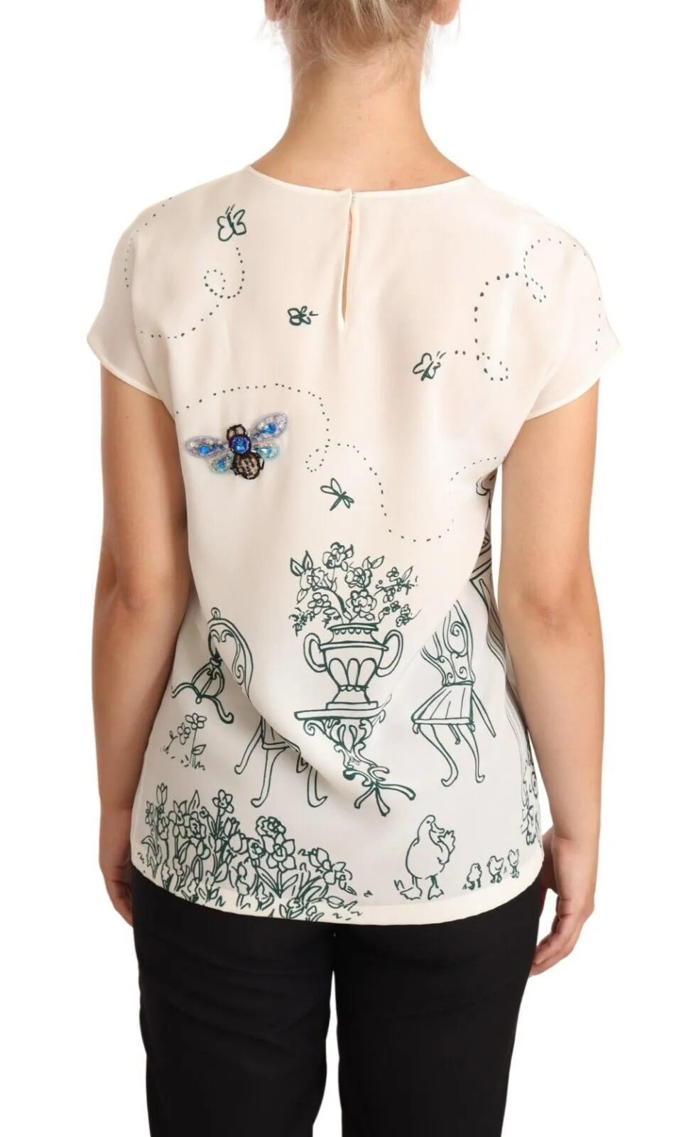 Dolce & Gabbana Women's Elegant Silk Botanical Garden Fountain Tee