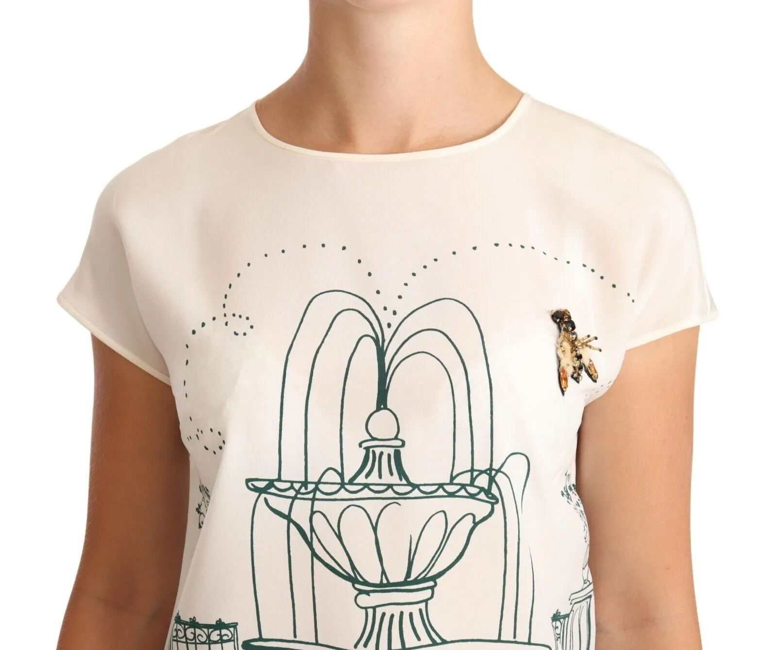 Dolce & Gabbana Women's Elegant Silk Botanical Garden Fountain Tee