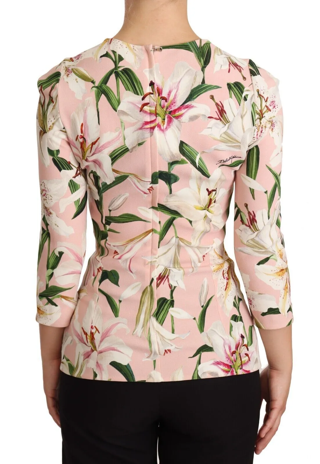 Dolce & Gabbana Women's Pastel Pink Lily Print Fitted Blouse