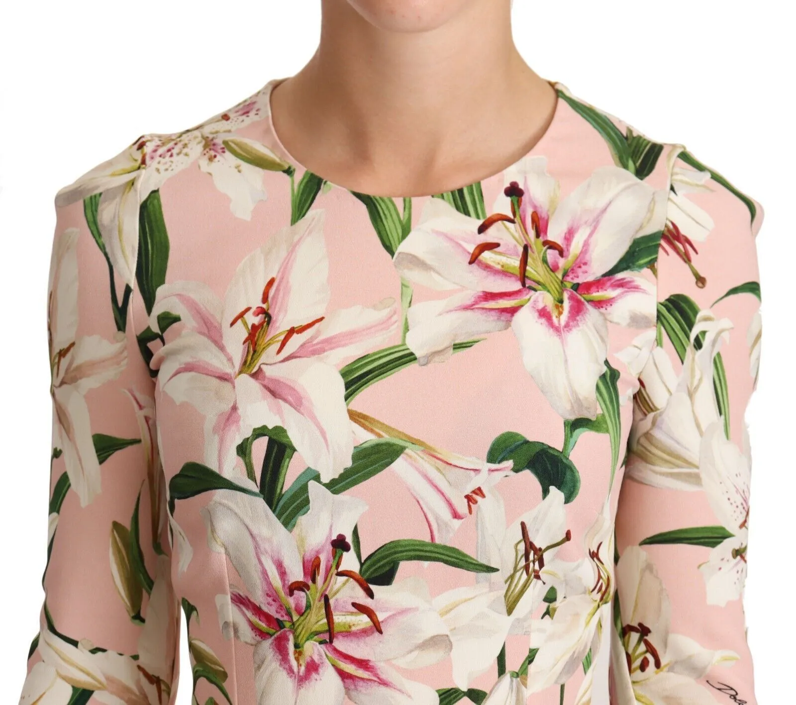 Dolce & Gabbana Women's Pastel Pink Lily Print Fitted Blouse