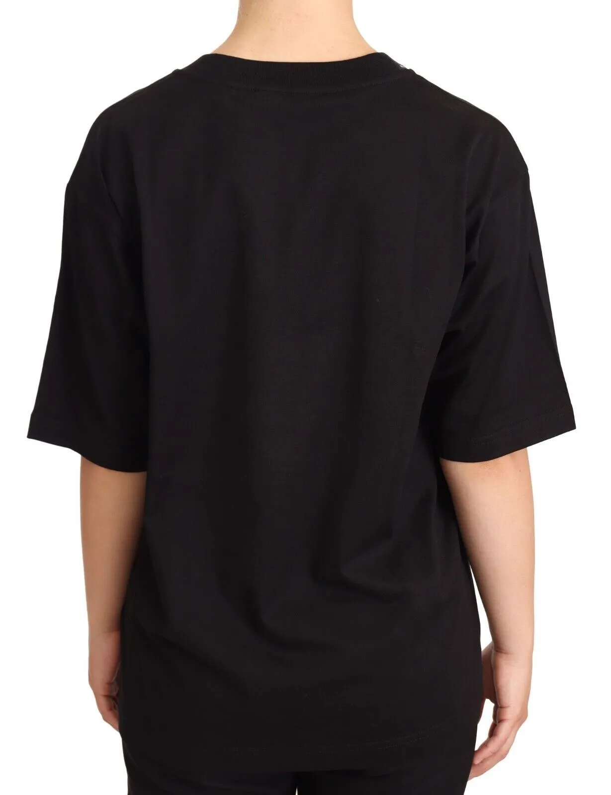 Dolce & Gabbana Women's Glamorous Black Gold Motif Cotton Tee