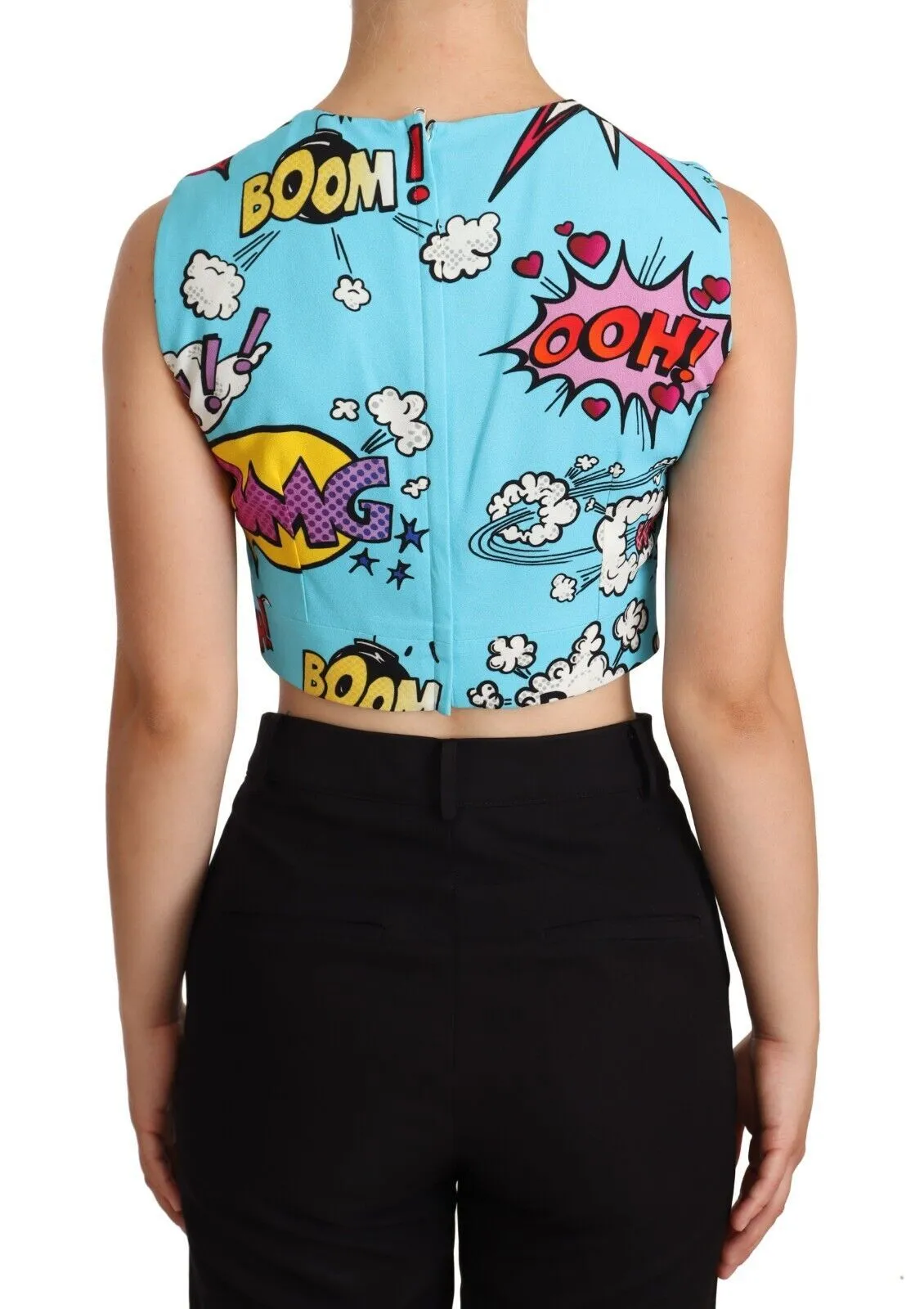 Dolce & Gabbana Women's Chic Cartoon Print Cropped Sleeveless Top