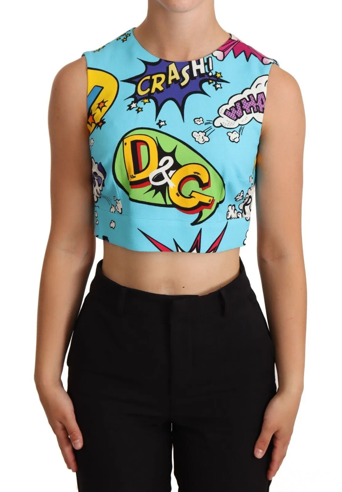 Dolce & Gabbana Women's Chic Cartoon Print Cropped Sleeveless Top