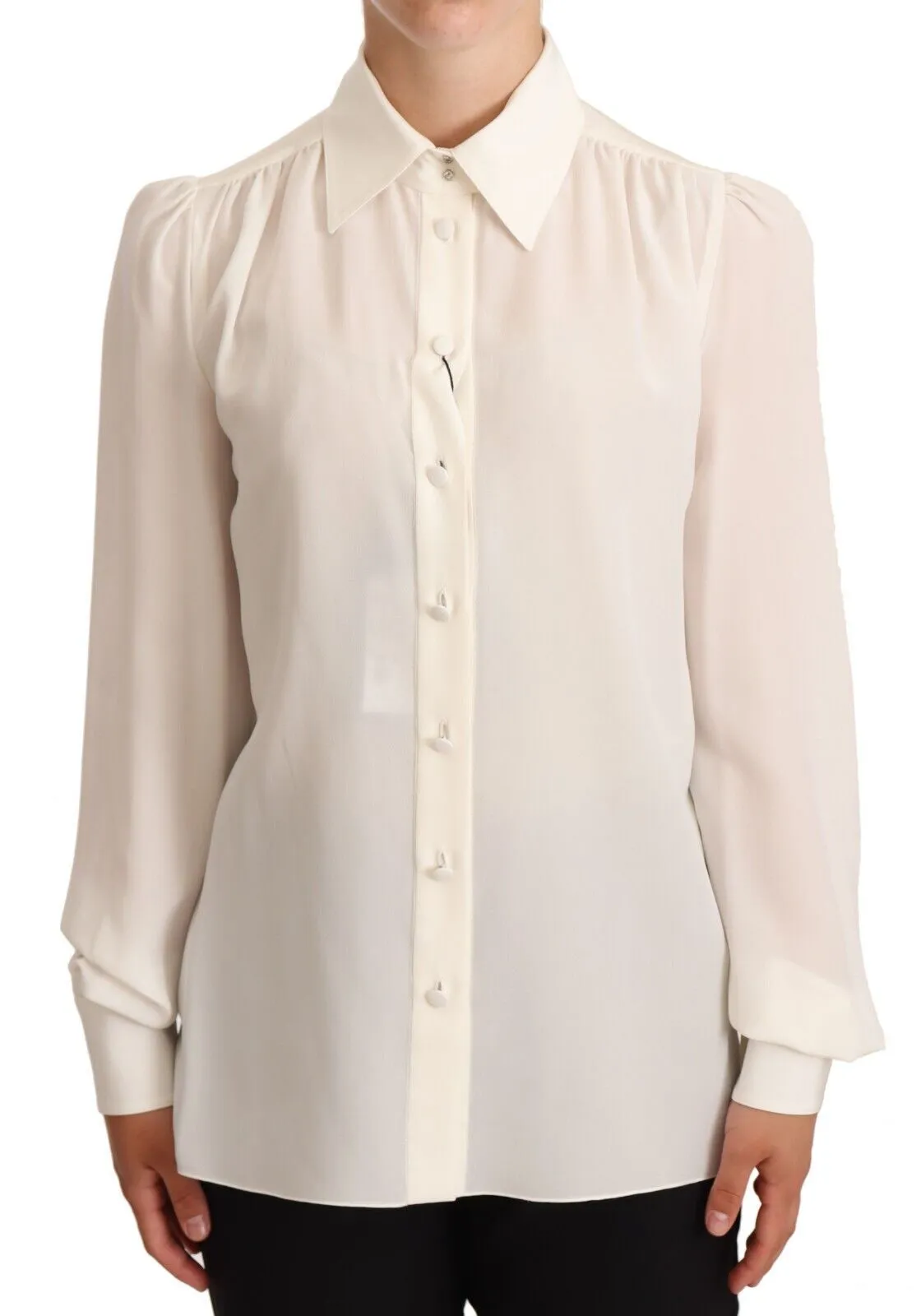 Dolce & Gabbana Women's Elegant Silk Top in Off White