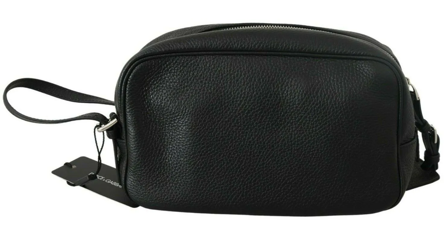 Dolce & Gabbana Women's Sleek Black Leather Wristlet Clutch Bag
