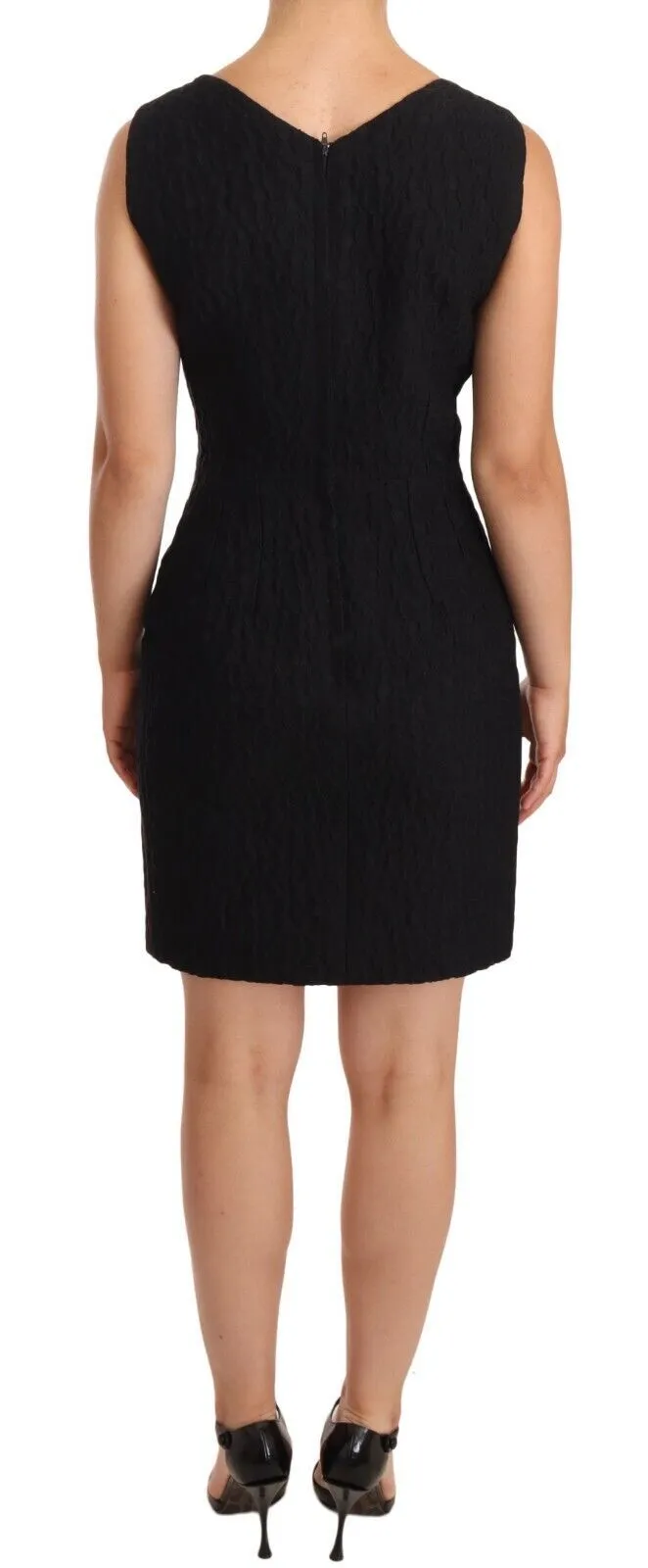 Dolce & Gabbana Women's Elegant Black Sheath Mini Dress with Crystal Buttons
