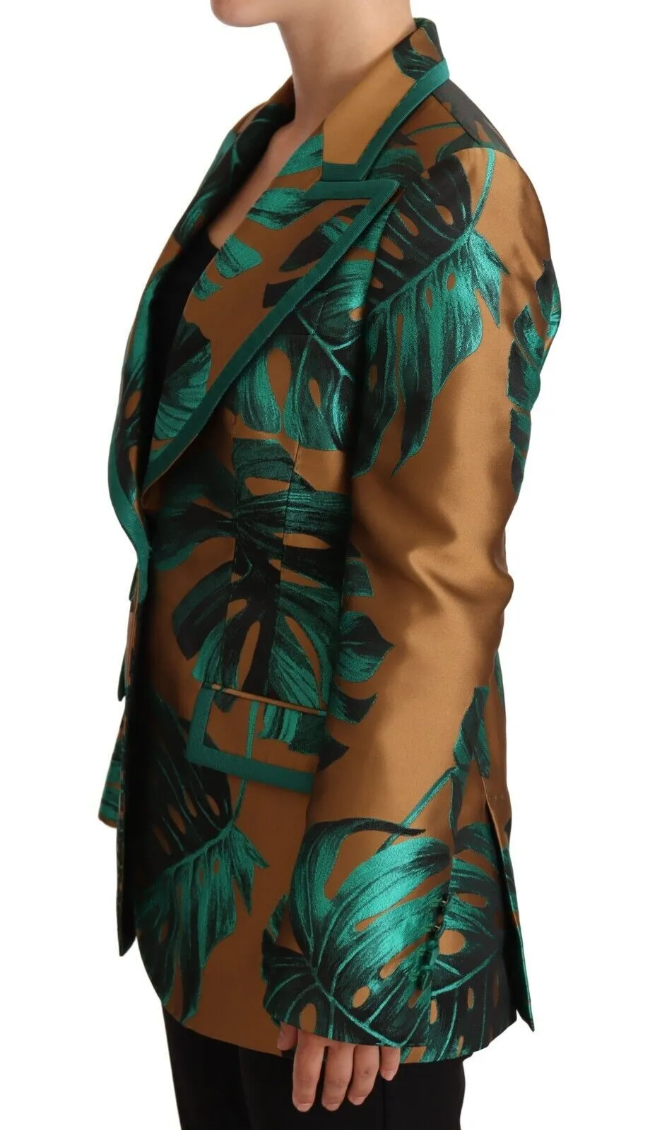 Dolce & Gabbana Women's Elegant Leaf Print Silk-Blend Coat