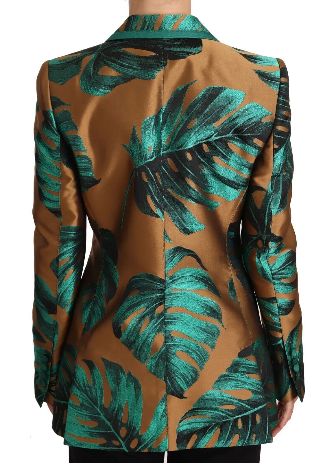 Dolce & Gabbana Women's Elegant Leaf Print Silk-Blend Coat