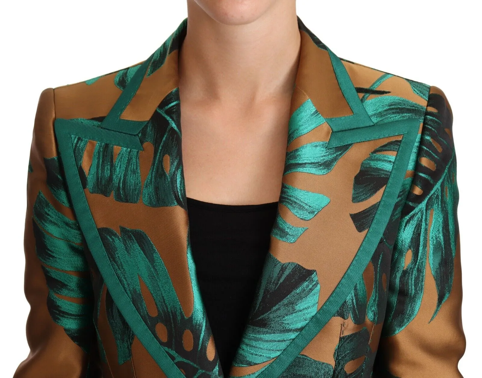 Dolce & Gabbana Women's Elegant Leaf Print Silk-Blend Coat