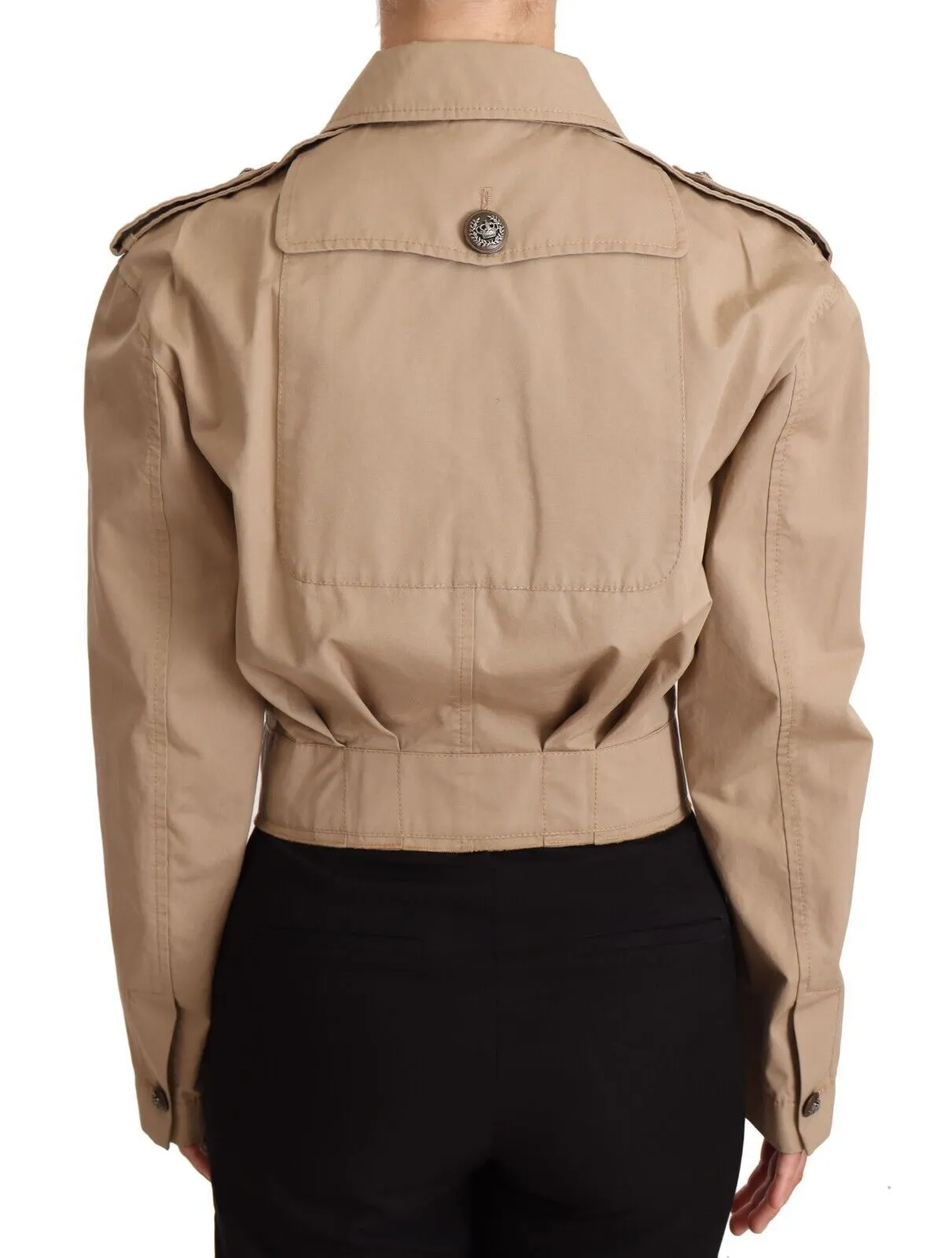Dolce & Gabbana Women's Elegant Cropped Cotton Jacket in Beige