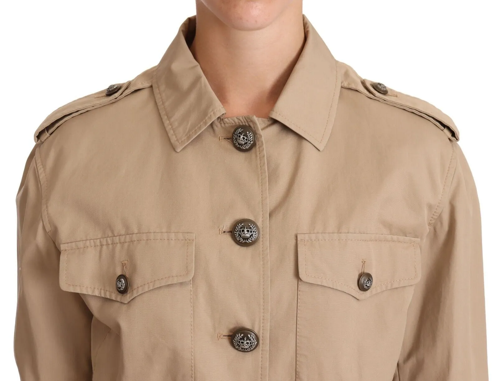 Dolce & Gabbana Women's Elegant Cropped Cotton Jacket in Beige