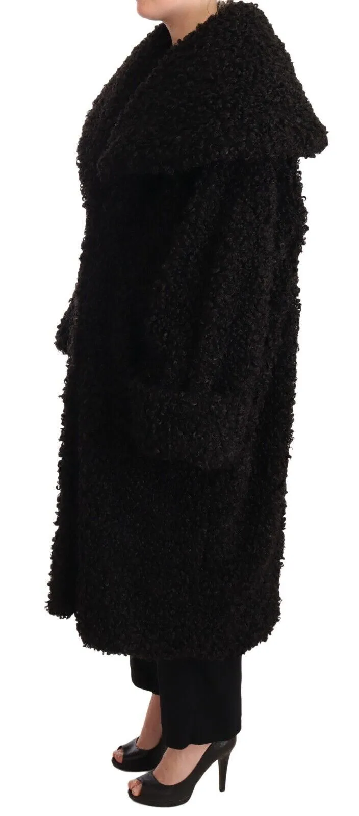 Dolce & Gabbana Women's Elegant Black Fur Cape Trench Coat