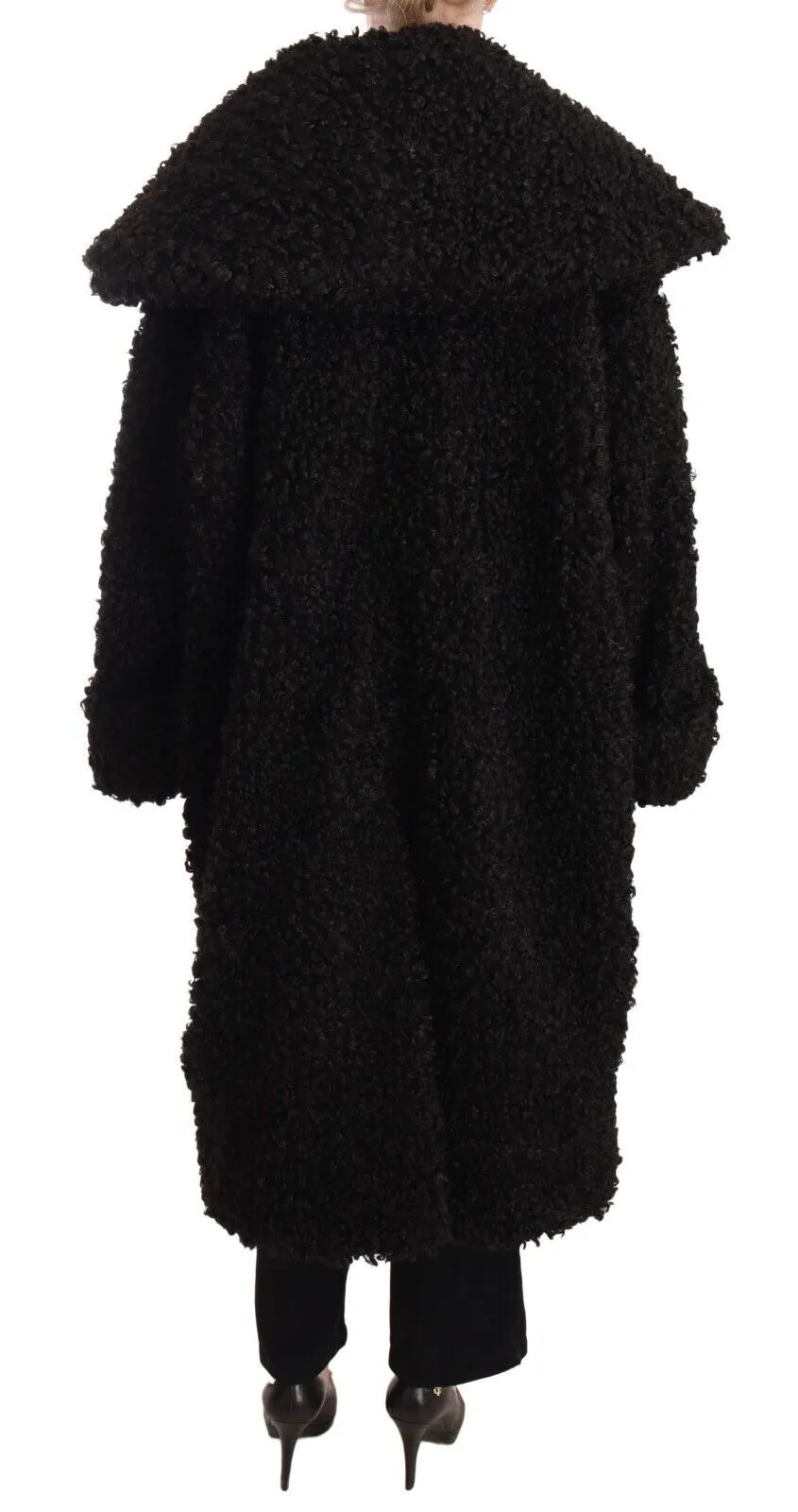 Dolce & Gabbana Women's Elegant Black Fur Cape Trench Coat
