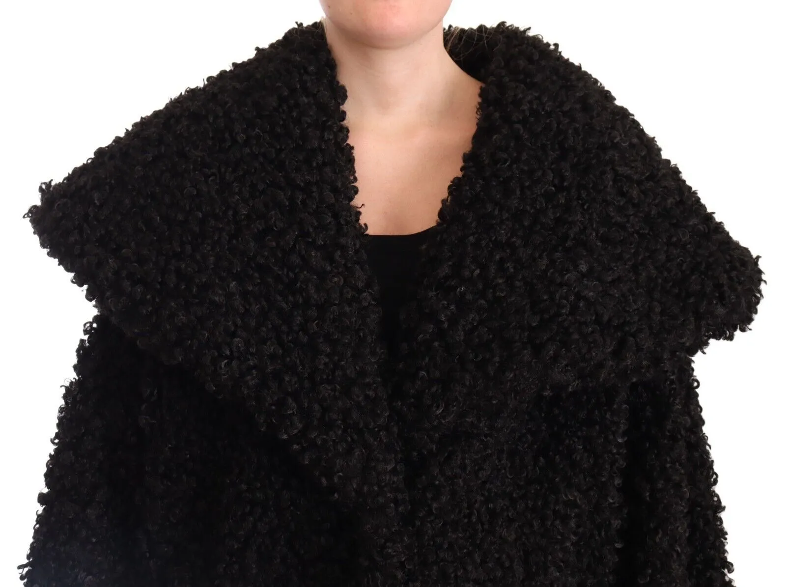 Dolce & Gabbana Women's Elegant Black Fur Cape Trench Coat