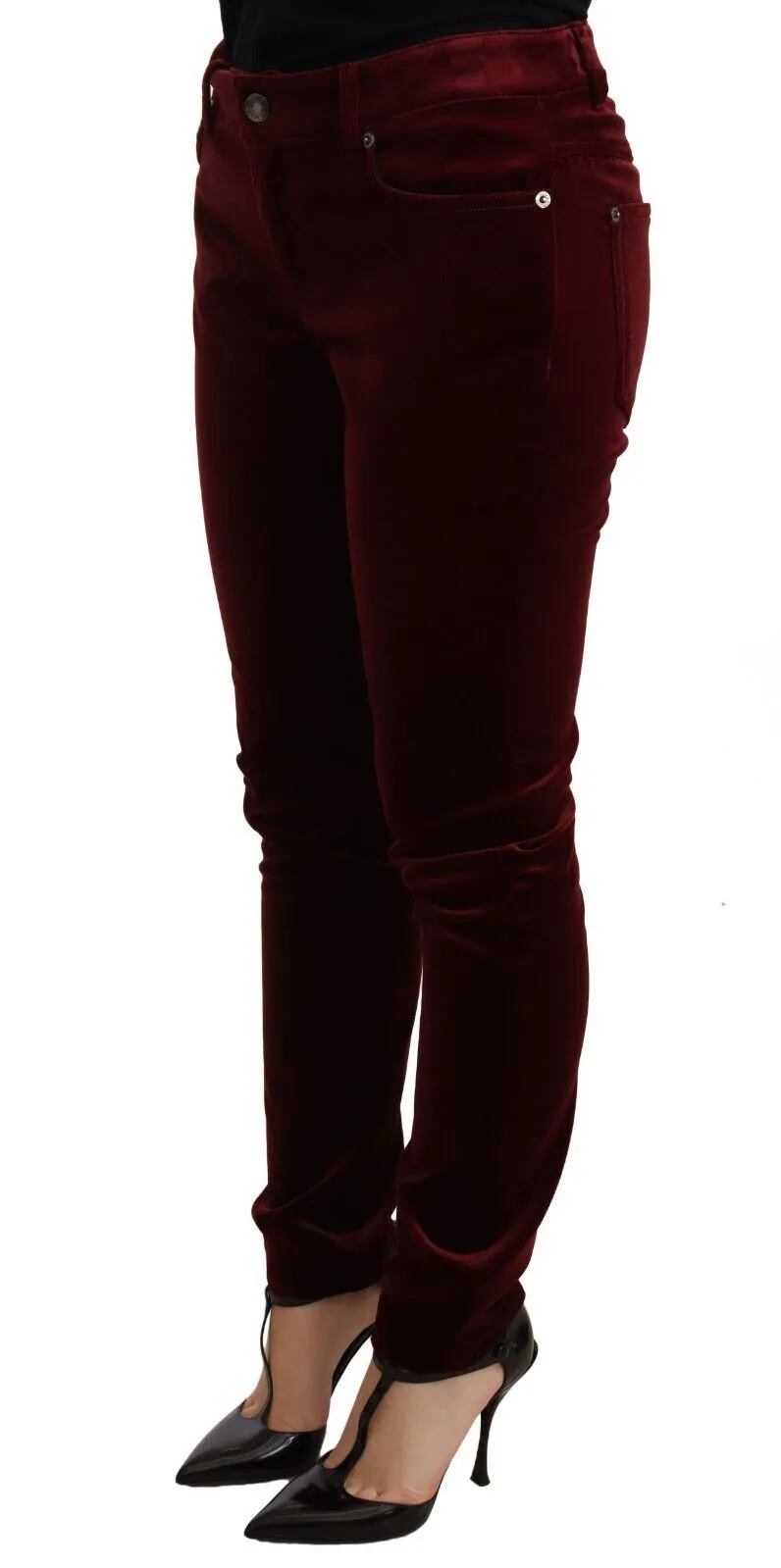 Dolce & Gabbana Women's Elegant Red Velvet Skinny Pants