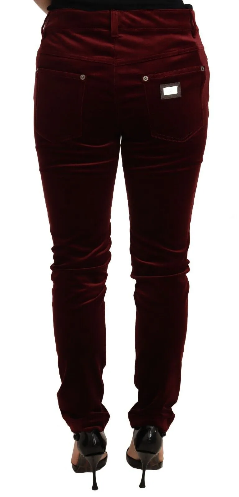 Dolce & Gabbana Women's Elegant Red Velvet Skinny Pants