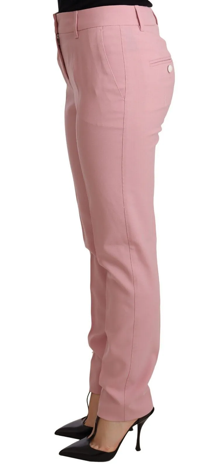 Dolce & Gabbana Women's Elegant Pink Tapered Wool Trousers