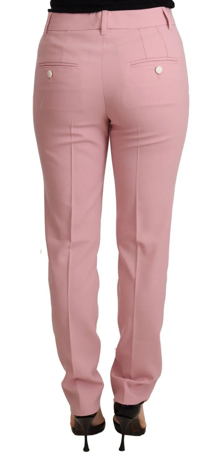 Dolce & Gabbana Women's Elegant Pink Tapered Wool Trousers