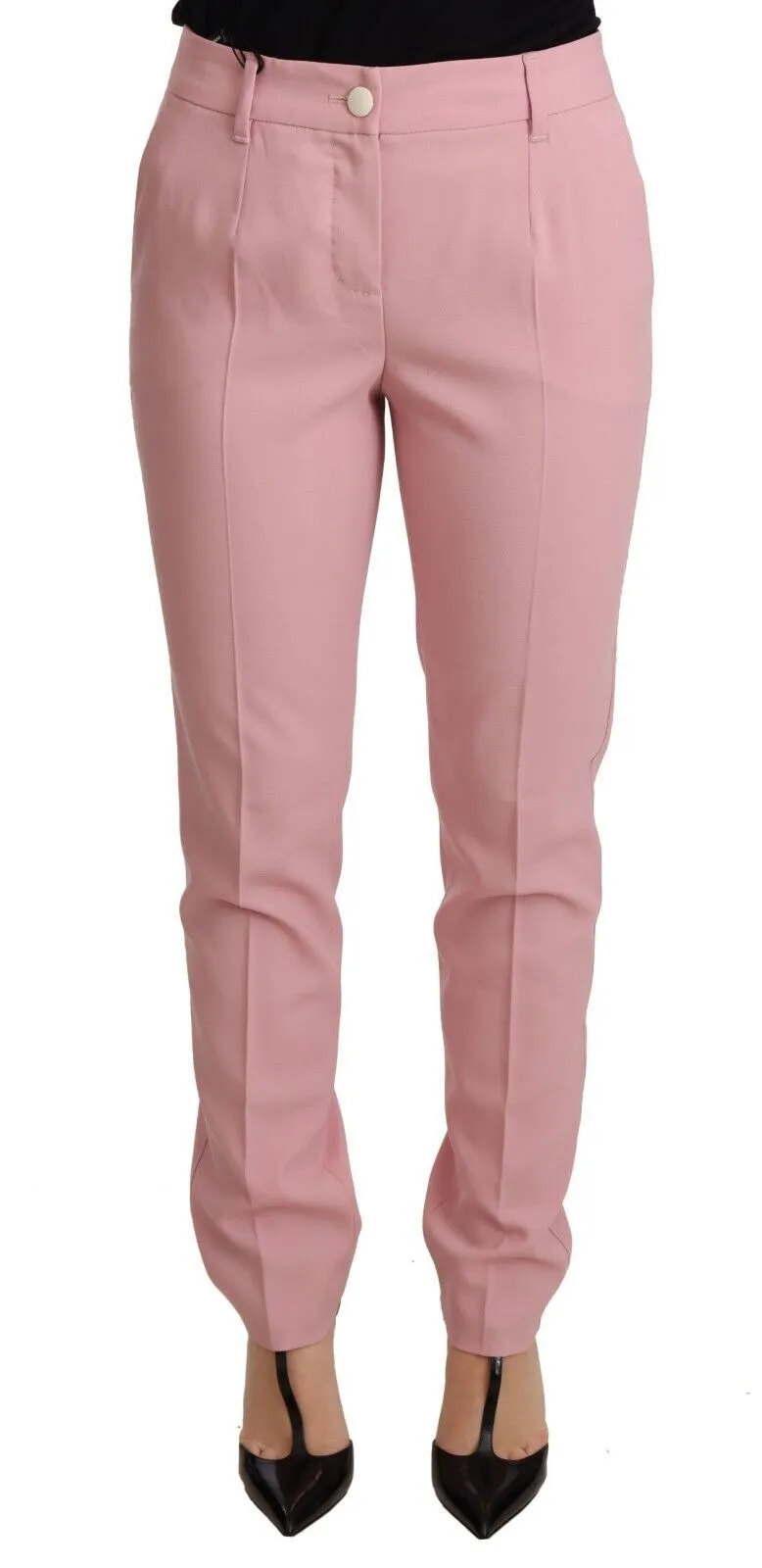 Dolce & Gabbana Women's Elegant Pink Tapered Wool Trousers