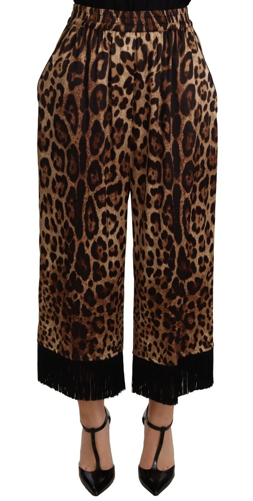 Dolce & Gabbana Women's Elegant Leopard Print Cropped Pants