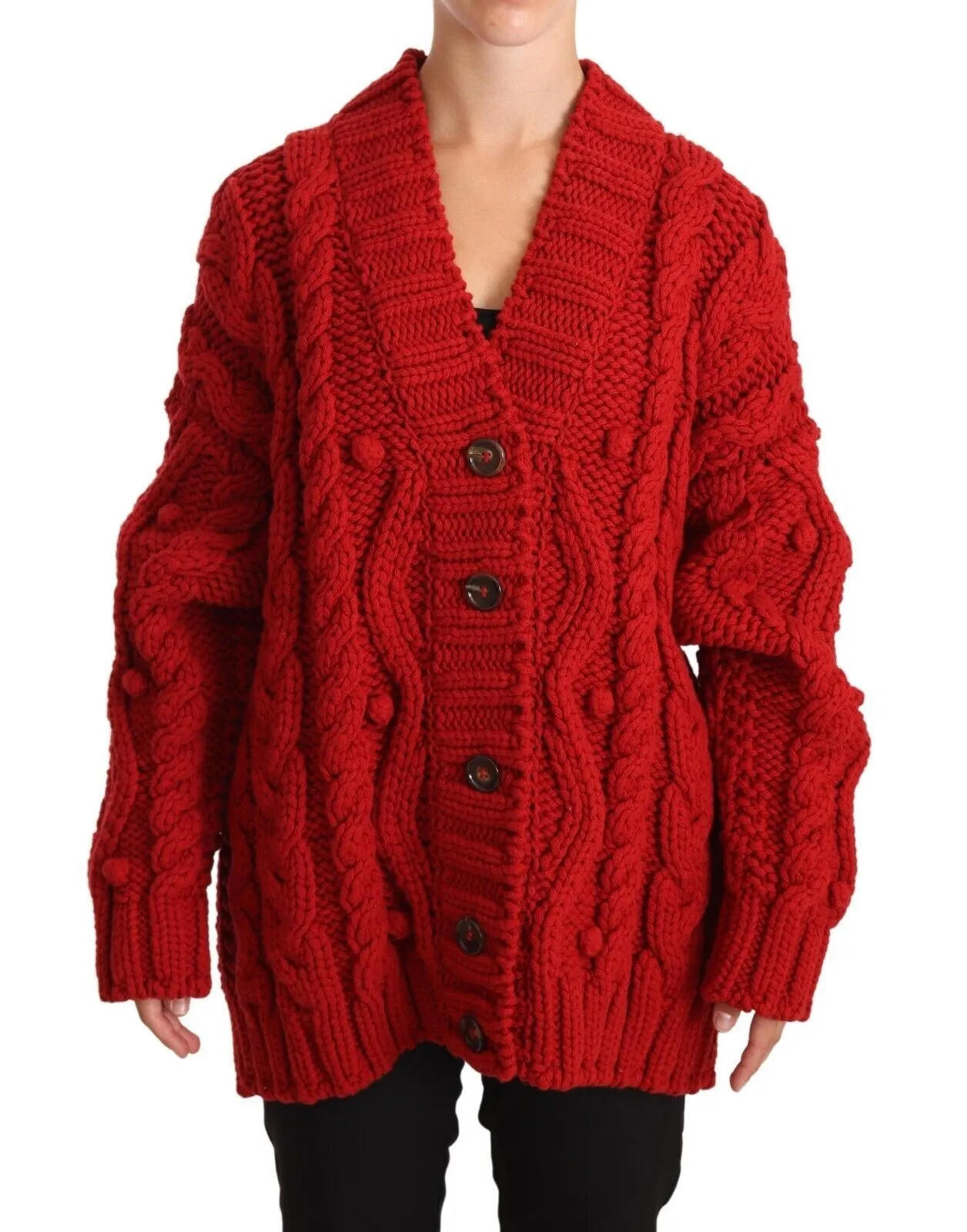 Dolce & Gabbana Women's Ravishing Red Virgin Wool Cardigan