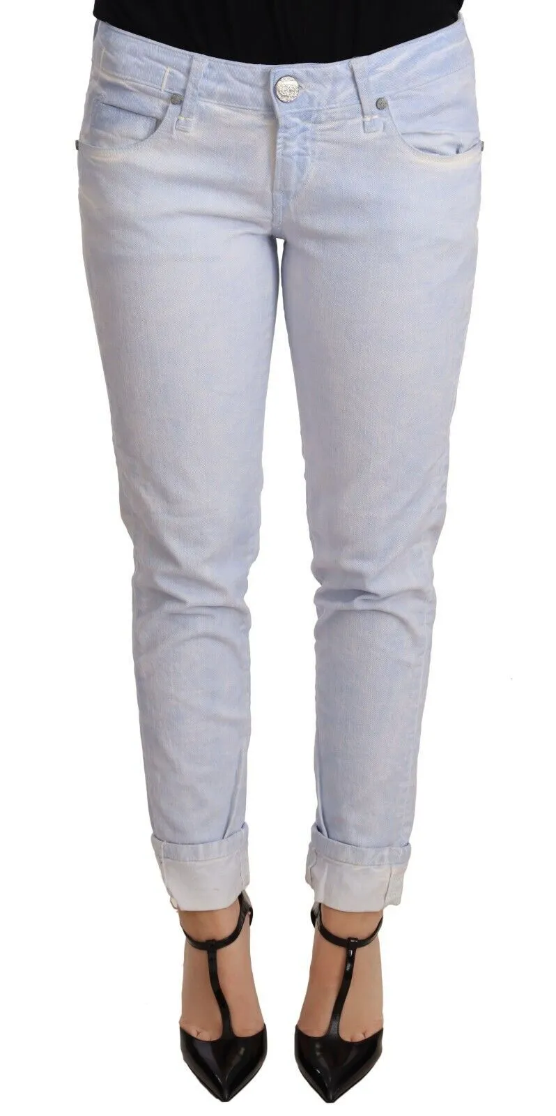 Acht Women's Light Blue Cotton Push Up Denim Jeans